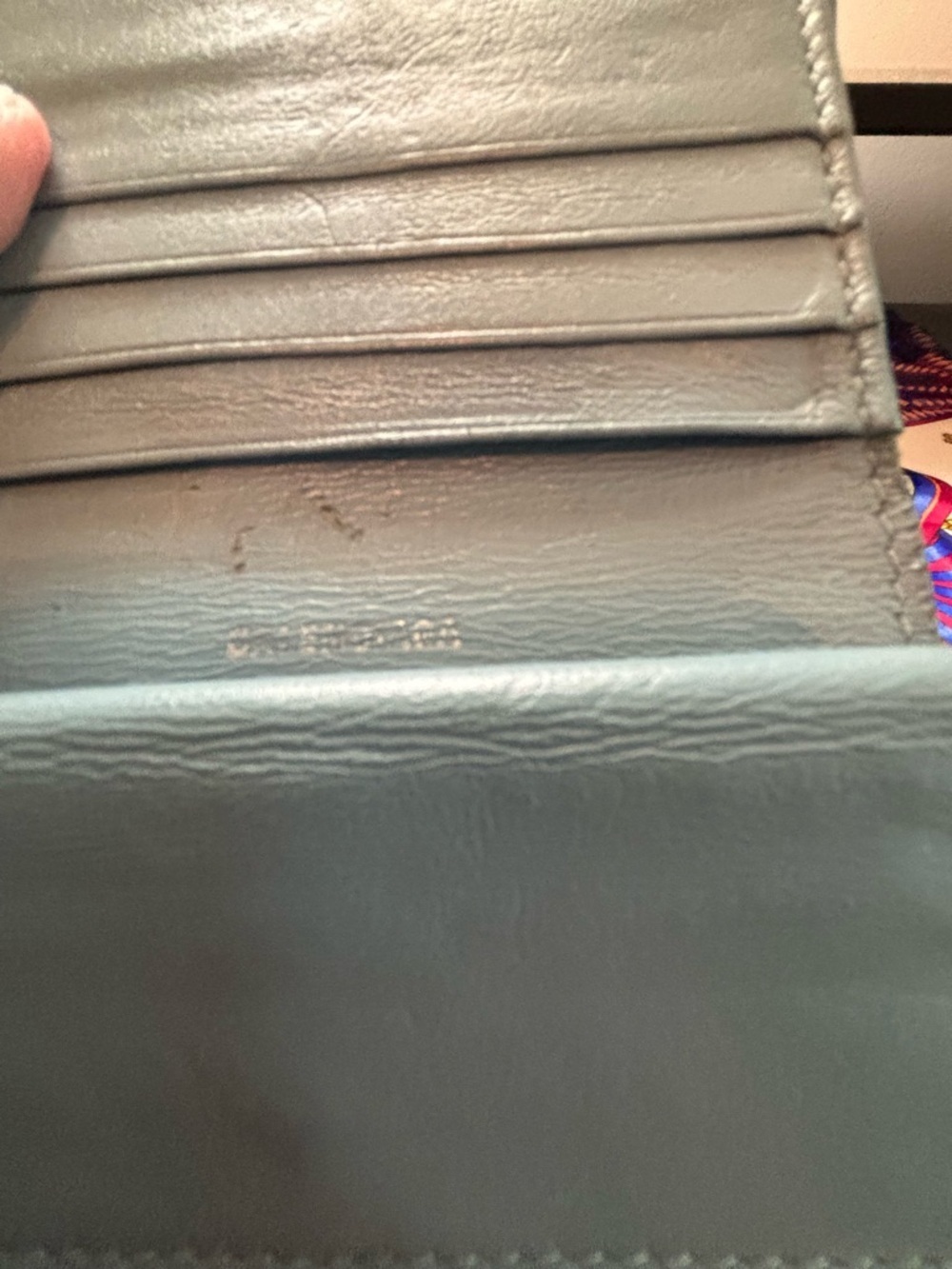 Authentic Balenciaga Cash Flap Coin and Card Holder – Grained Leather- Blue-Grey - Picture 8 of 9